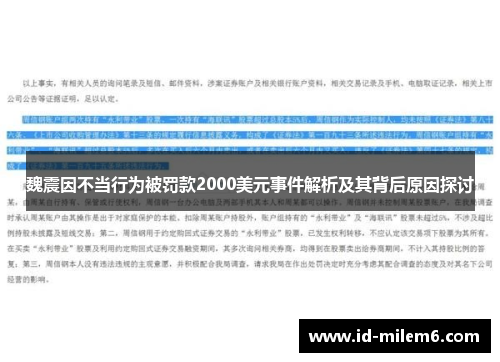 魏震因不当行为被罚款2000美元事件解析及其背后原因探讨